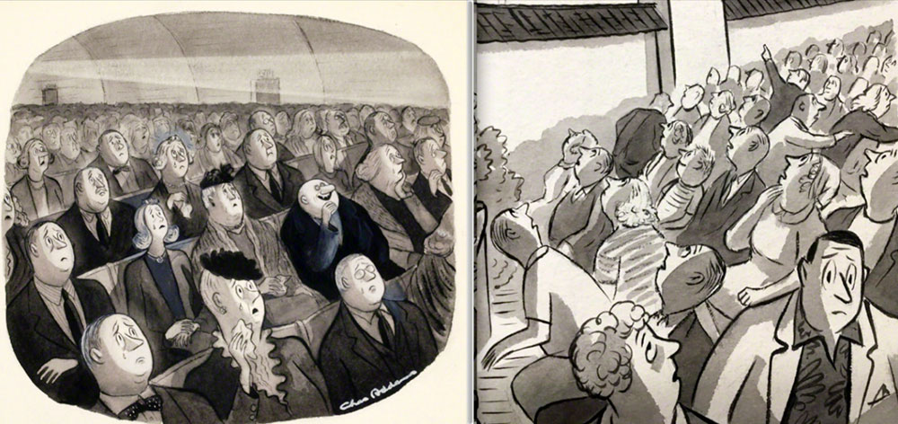 Charles Addams - Flying saucer approaches Miss Universe pageant