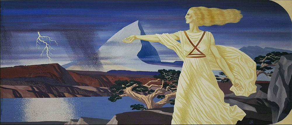 John Atherton - Woman in Surreal Landscape Illustration, 1939