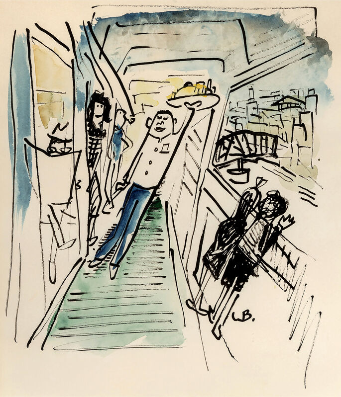 Ludwig Bemelmans - Waiter Strutting in a Ship, Possible Madeline sighting