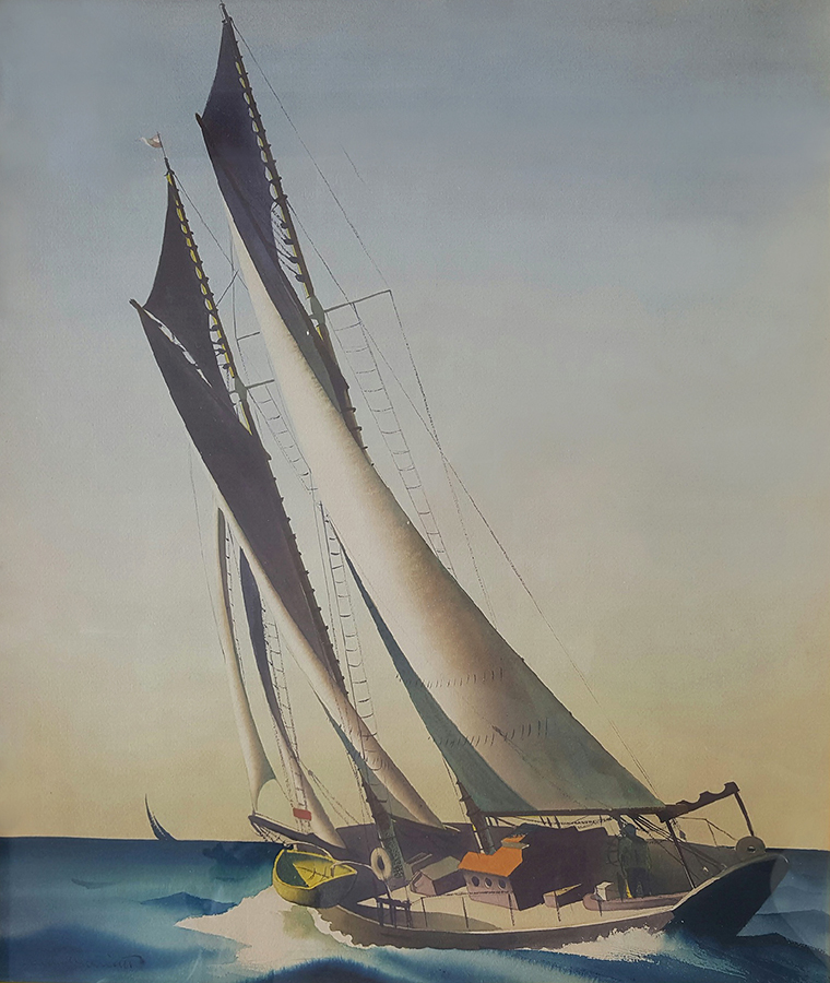 Sandor Bernath - Sailboat on Blue Sea