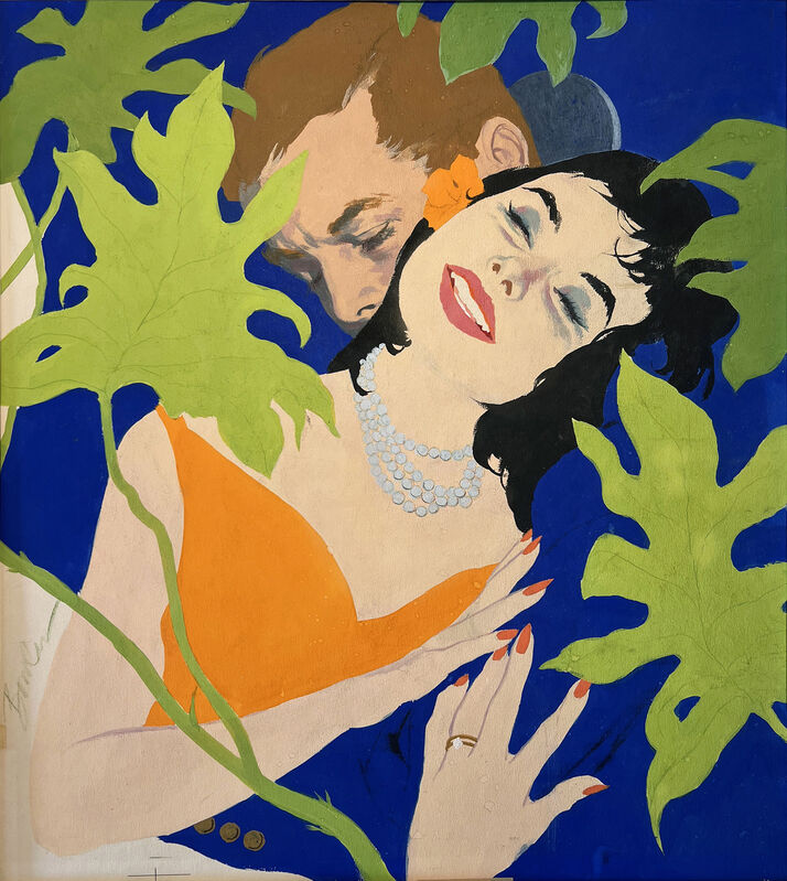 Joe Bowler - Love Story Couple in Romantic Bliss Illustration - Mid Century