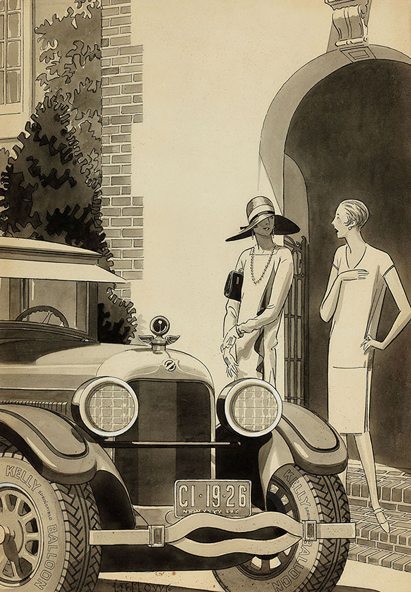 Laurence Fellows - Kelly Tires ad illustration, 1926