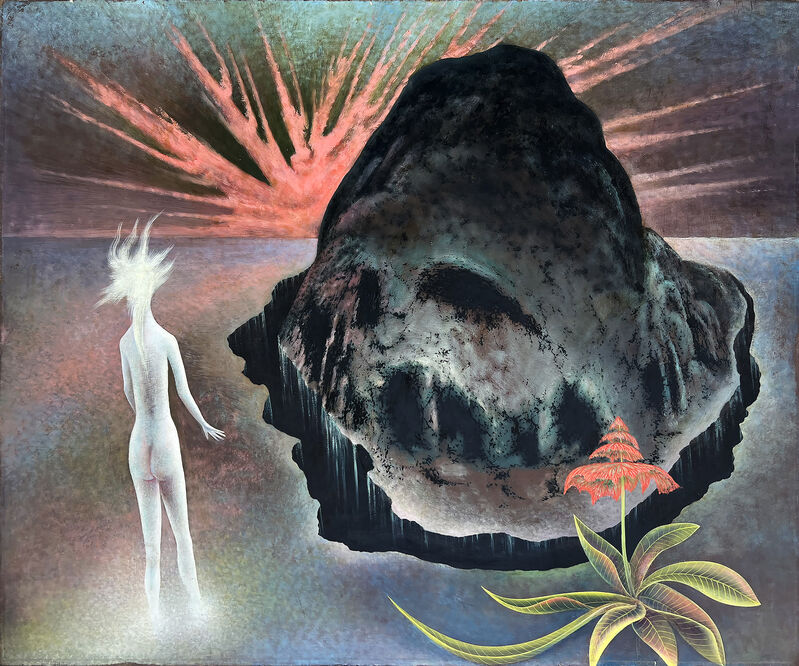 Frederick Haucke - Surrealist Landscape, Mountain with Nude Woman - Perls Gallery Salvador Dali - 