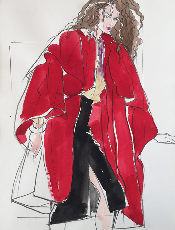 Antonio Lopez - Woman in red 3/4 view, S. Burroughs