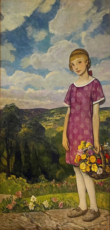 Francis Luis Mora - Blond Girl with Basket of Flowers