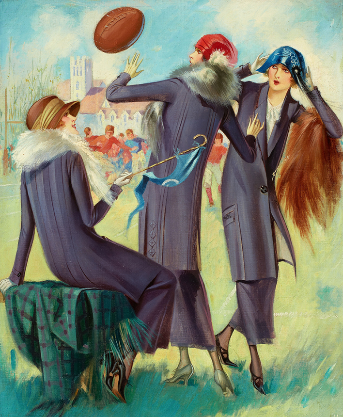 Gene Pressler - Ladies at a Football Game Illustration, Magazine Cover Art