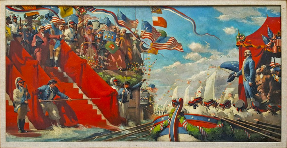 Robert Riggs - George Washington in Marine Procession for New York Presidential Inauguration, 1938-1945