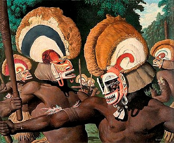 Robert Riggs - Tribesmen with Headdresses