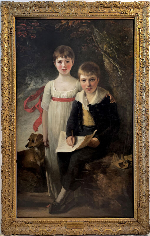 Sir William Beechey - Full Length Portrait of Two English Children and Dog