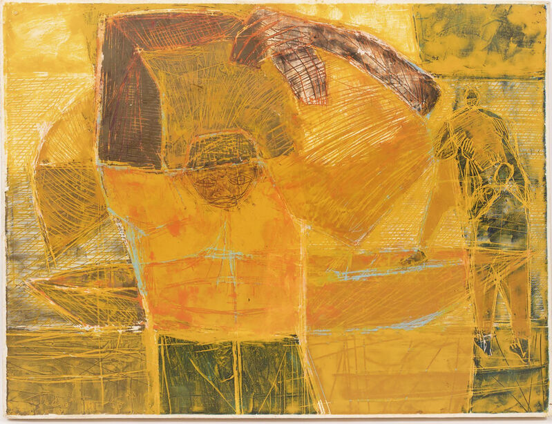 Tébo (Sacha Thébaud) - Yellow Ship with Workers Unloading