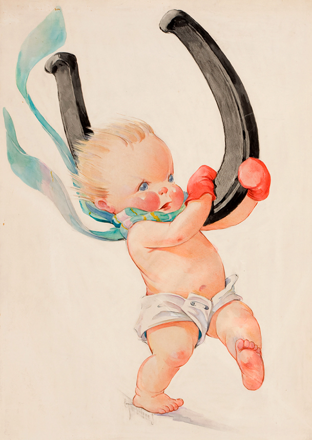 Charles Twelvetrees - The Turkish Yataghan, Illustration of Baby, Collier's magazine cover, January 2, 1932 
