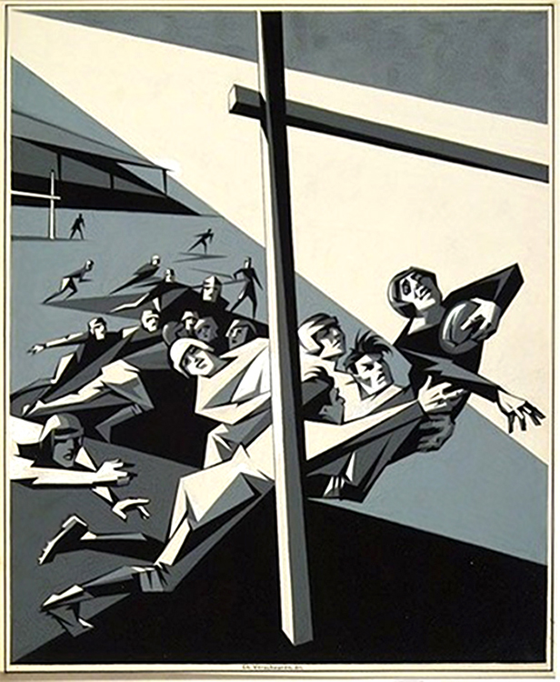 Charles Verschuuren - Touchdown, Brooklyn Daily Eagle Sunday Magazine Cover, Illustration, 1920's